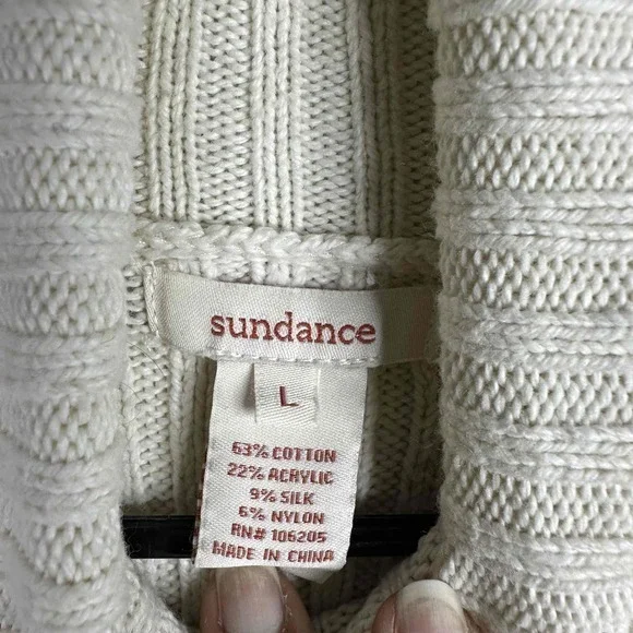 Sundance Sweater Womens Large Beige Ribbed Long Sleeve Turtleneck‎ Casual Boho - Picture 6 of 8